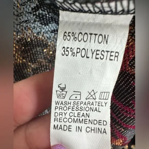 Chic Boutique Rose NWT Asian Brocade Floral Metallic Embroidered NWT Romper XL - Picture 6 of 6